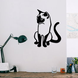 Wallity Cat 2 Metal Decor Negro